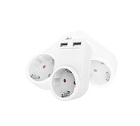 Adaptador 230V giratorio 360º con 2 puertos USB, ideal para cargar múltiples dispositivos en espacios reducidos.