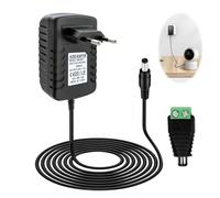 Adaptador 24V 2A 48W Fuente de Alimentación, Transformador AC100-240V a DC 24V 2A con Enchufe EU y Conector 5.5X 2.5mm, Cargador para Tiras LED COB, Cámara CCTV, Router, Monitor, TV Box, 1.5M, Negro