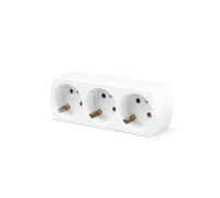 Adaptador 3 tomas Schuko, adaptador 3 enchufes, ladron triple frontal, enchufe multiple con 3 tomas, ladron de enchufes 3 x 16A, con proteccion para niños, max 3680W, color blanco, Don Feliz