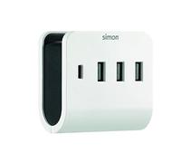 Simon Enchufe USB Adaptador 4 puertos (3 USB-A + 1 USB-C) 4,8A con soporte