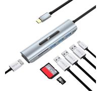 Adaptador 7 en 1 USB C a HDMI 4K con suministro de energía de 100 W, 3 puertos USB 3.0, lectores de tarjetas SD/TF para MacBook/Pro/Air/iMac/iPad Pro y portátiles tipo C Chromebook