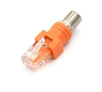 Adaptador acoplador coaxial RF hembra a RJ45 macho, conector F-RJ45 para dispositivos buscadores de línea, plástico + carcasa de metal, para naranja, 44 x 15 x 15 mm