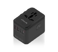 ADAPTADOR AISENS ENCHUFE UNIVERSAL VIAJE CARGADOR USB GAN 25W NEGRO ASPS-2A2C08-BK