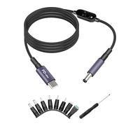 Adaptador Ajustable RIIEYOCA 140W USB-C a DC, Cable Disparador PD de Barril, Cable conmutador USB-C a DC 5V-28V Compatible con Carga rápida PD3.1 y Pantalla Inteligente de Voltaje (1,5M)