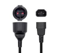 Aisens Cable de alimentación C14 macho a CEE7 hembra 16 A 25 cm Negro