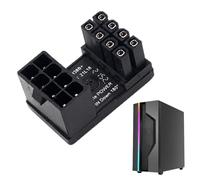 Adaptador alimentado por tarjeta gráfica, conector en ángulo de 6/8 pines, placa GPU de 180°, función de adaptador de dirección compacto portátil, gestión eficiente de cables para juegos de PC