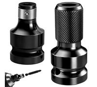 Adaptador atornillador de impulsos, 2 unidades adaptadores con casquillo de cuadrado de 1/2" a hexagonal de 1/4", adaptador para llaves atornillador de percusión de impulsos de acero CR-MO para