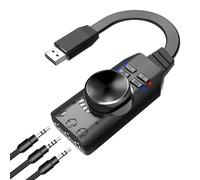 Adaptador Audio USB - Adaptador De Sonido Envolvente Virtual 7.1 USB A Audio Óptico con Control De Volumen - Adaptador De Auriculares USB, Audio USB Sin Controlador para Juegos, League of L
