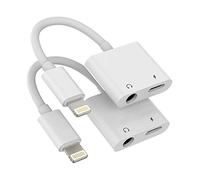Adaptador auriculares 3,5 mm para Apple iPhone 14 13 12 11 Pro Max 7 8 Plus X SE XS XR para iPad Air (2 Pack) 2 en 1 Cable Aux Auriculares Cargador Divisor Lightning Jack Auriculares Carga Accesorios