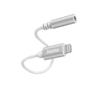 Hama | Adaptador Lightning a Jack 3.5mm (Adaptador de Audio, Conector Jack 3.5mm, El Adaptador Admite Todas Las Funciones de los Auriculares, Cable Color Plata