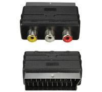 Adaptador AV RGB SCART macho a 3 RCA hembra, convertidor de audio y video para consolas de juegos, TV, DVD, VCR, pieza de repuesto no OEM, cable de 18 cm, color negro