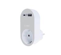 Adaptador base de enchufe 2P + TT con USB y conector tipo C