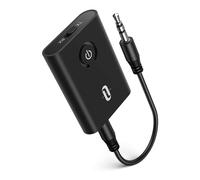 Adaptador Bluetooth 2 en 1 con AptX de baja latencia, audio HD TaoTronics para TV, sistema de sonido doméstico y más.