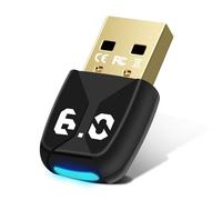 Adaptador Bluetooth 6.0 USB dongle para PC, USB Bluetooth Stick para ratón, soporta hasta 5 dispositivos al mismo tiempo, gran alcance, baja latencia, compatible con Windows 11/10/8.1, con luz trasera
