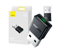 Baseus BA07 - Adaptador USB, Receptor Bluetooth 5.3 y transmisor para Ordenador, 5 Dispositivos, Color Negro