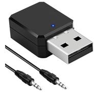 Adaptador Bluetooth USB para Coche con AUX, Receptor Audio Inalámbrico Blue Tooth 5.1, Bluetooth Auto para Música sin Cables, Compatible con Android Auto y CarPlay, Cable Jack 3.5mm