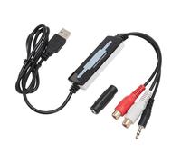 Adaptador Captura Sonido USB 2.0, 3.5mm, para Grabar Cintas en PC | Convierte Cassette a MP3, Entrada Jack 3.5mm, Digitaliza Audio Analogico