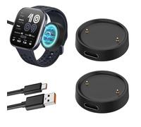 Adaptador Cargador Tipo C para Smartwatch, Convertidor de Carga Compatible con A-mazfit Active 2 y Bip 6, Cargador USB Tipo C (Sin Cable, Negro, Paquete de 2)