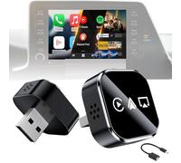 Adaptador CarPlay 4 en 1 inalámbrico CarPlay + AirPlay + Android Auto + MirrorLink | Plug & Play para iPhone 10+ y Android 11+ | Puertos dobles USB-A y tipo C