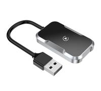 Adaptador CarPlay con cable a inalámbrico para coches CarPlay con cable de fábrica, conectividad instantánea compatible con iPhone iOS 10+ (iPhone 6 y superior), USB-A/USB-C, baja latencia a través de
