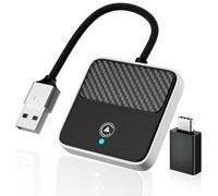 Adaptador Carplay Inalambrico, Conversión de Cable a Inalámbrico con USB/Tipo C, Plug & Play, Car Play Inalámbrico para Apple Coche para iPhone 6+, iOS 10+, para Coches a Partir de 2017