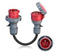 Adaptador CEE 32A a 16A, IP67 Impermeable y a Prueba de Polvo con Tapa | Cable de 5×2,5 mm², Adaptador CEE 32A para Accesorios de Vehículos Eléctricos, Talleres, Obras e Industria