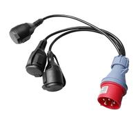 Adaptador CEE 400 V 16 A macho a 3 × 230 V acoplamiento: cable de distribución de corriente fuerte con tapa abatible y enchufe de protección de contacto, cable adaptador CEE de alta potencia, cable de