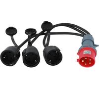 Adaptador CEE, conector CEE de alta corriente 400 V 16 A a 3 x 230 V acoplamiento cable de extensión con tapa abatible y enchufe de protección de contacto, para obras de construcción, agricultura