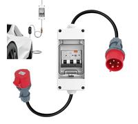 Adaptador CEE de 32 A a 16 A, toma de corriente CEE IP44 con interruptor diferencial, enchufe de 32A 230V a conector de 16A, cable alargador CEE de 5 polos, adaptador para caravanas, campings, obras