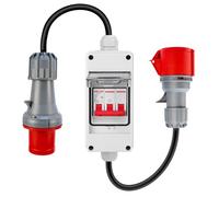 Adaptador CEE de 63 A a 32 A, IP44 CEE adaptador de corriente con interruptor de protección, 63 A 400 V macho a 32 A 400 V acoplamiento de alta corriente, cable de extensión CEE, adaptador de