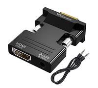 Adaptador con Cable de Audio de 3,5 mm, 1080P 60Hz convertidor HDMI hembra a VGA macho adaptador Compatible con PC Computadora Portátil, Monitor Proyector TV