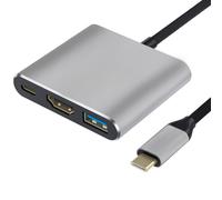 Adaptador concentrador compatible con USB 3.1 Tipo C a HDMI, adaptador multipuerto USB 3.0/USB-C de 5 Gbps, cargador para portátil/teléfono móvil.