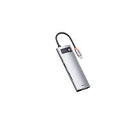 Adaptador concentrador USB 3.0 tipo C 8 en 1 de Baseus para teléfono, tableta y portátil - Gris