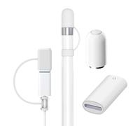 Adaptador Conector de Carga y Tapa magnética de Repuesto para Apple Pencil 1st Gen(Accesorios con 1x Adaptador de Fijación y Cubierta 1x Protectora de Silicona) Compatible con Apple Pencil 1st Gen.