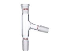 Adaptador Conexión Vidrio con Ángulo 75°, Cabezal Destilación Laboratorio Borosilicato 3.3-Adaptador Destilación 3 Víascon 19/26 Junta