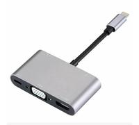 Adaptador convertidor 5 en 1 tipo C de aleación de aluminio tipo C a HDMI/VGA/USB 3.0/3.5 mm Audio/USB-C PD Port Adapter