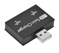 Adaptador convertidor de cargador USB 2.0 macho a 2 puertos USB duales (negro)