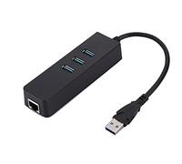 Adaptador convertidor Ethernet USB 3,0 HUB a RJ45 Gigabit LAN Unidad HUB USB de 3 Puertos para Ordenador portátil de Escritorio ABS Negro 11cm