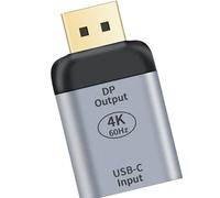 Adaptador convertidor portátil tipo C hembra DisplayPort macho 4K 60Hz conector de vídeo compacto para viajes, reuniones y proyectores, USB C hembra a Displayport macho