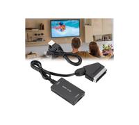 Adaptador convertidor SCART a HDMI, 1080P, compatible con PAL/NTSC, color negro, para televisores y dispositivos multimedia.