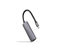 Adaptador CoolBox USB-C 3.1 a RJ45 con PD 100W - Aluminio Gris 18 cm