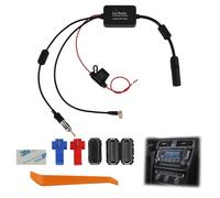 Adaptador Dab para Autoradio, Dab+ Splitter SMB a DIN con Amplificador Integrado 15-20 dB, Adaptador Antena para recepción FM y Dab, conexión estéreo para Coche, instalación 12V Sencilla