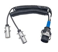 Adaptador de 15 polos en espiral | Adaptador de cable en espiral de 15 pines a 2 x 7 pines | Cable adaptador de aluminio para camiones | 24 V - apto para camiones | vehículos tractores | NFZ |