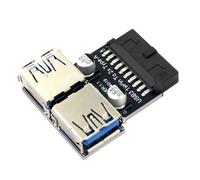 Adaptador de 19 pines a USB 3.0/3.1 dual, convertidor de conector frontal hembra tipo A de 19 pines/20 pines, adaptador USB 3.0 con enchufe.