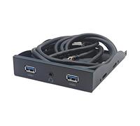 Adaptador de 2 puertos USB 3.2 GEN1 de 5 Gbps + 0.5 mm para auriculares de panel frontal, adaptador de soporte divisor para PC de escritorio, panel frontal USB de 0.5 pulgadas