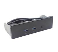 Adaptador de 2 puertos USB 3.2 GEN1 de 5 Gbps + 0.5 mm para auriculares de panel frontal, adaptador de soporte divisor para PC de escritorio, puertos USB de panel frontal de 0.5 pulgadas