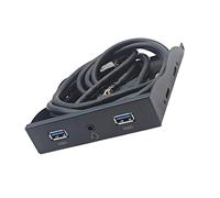 Adaptador de 2 puertos USB 3.2 GEN1 de 5 Gbps + 3.5 mm para auriculares, interfaz de panel frontal, adaptador divisor para escritorio, panel frontal USB de 3.5 pulgadas