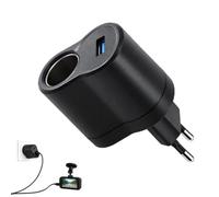 Adaptador de 220V a 12V 2A con USB y Toma de Encendedor | Adaptador AC/DC de 220V a 12V 2A con USB y toma de coche para dashcam, GPS y pequeños dispositivos