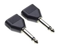 Adaptador de 6,35 a 2X 3,5, Paquete de 2 - Enchufe Macho de 1/4" a Dos enchufes Hembra de 1/8", Conector Mono a Mono, Adaptador de Enchufe, Divisor en Y