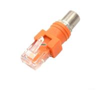 Adaptador de acoplador coaxial RF hembra a RJ45 macho, F-RJ45 1 paquete de conector de plástico y metal con diseño de gable de 8 pines para herramientas de buscador de líneas, naranja